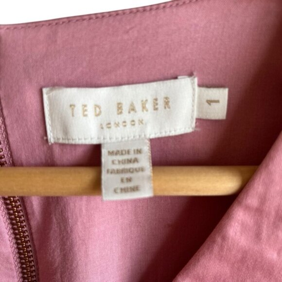 Ted Baker Solyane Pink Bow-Detail Poplin Cotton Shift Dress Size 4 TB Size 1 - Picture 11 of 16